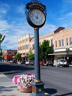 Clock in downtown Klamath Falls